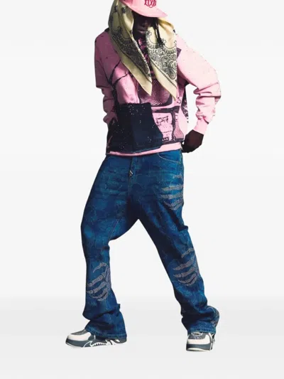 Guapi Hell Dragger Laser-etched Jeans In Pattern