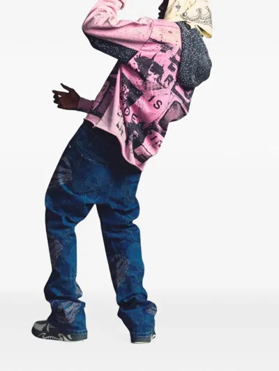 Guapi Hell Dragger Laser-etched Jeans In Pattern