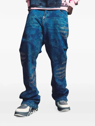 Guapi Hell Dragger Laser-etched Jeans In Pattern