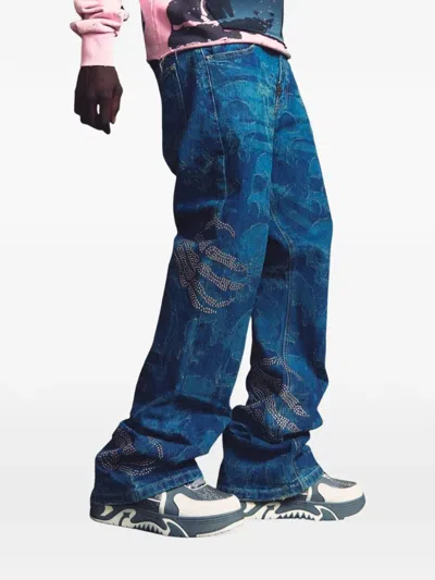 Guapi Hell Dragger Laser-etched Jeans In Pattern