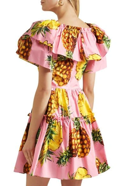 Shop Dolce & Gabbana Ruffled Printed Cotton-poplin Mini Dress