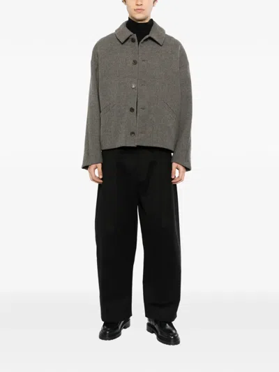 Devoa Button-up Wool Jacket In Orange