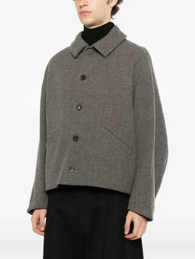 Devoa Button-up Wool Jacket In Orange
