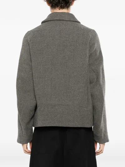 Devoa Button-up Wool Jacket In Orange