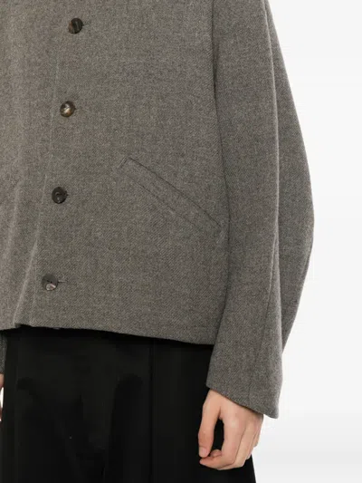 Devoa Button-up Wool Jacket In Orange