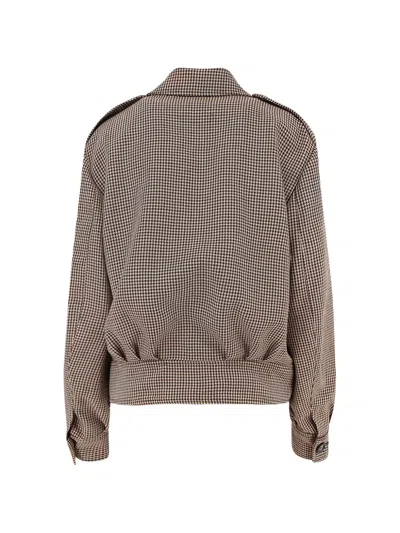 Seafarer Houndstooth-pattern Wool Jacket In Brown