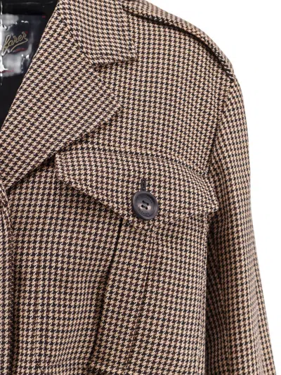 Seafarer Houndstooth-pattern Wool Jacket In Brown