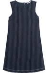 ALEXANDER WANG T Frayed pinstriped cotton-burlap mini dress
