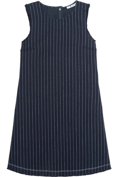 Shop Alexander Wang T Frayed Pinstriped Cotton-burlap Mini Dress