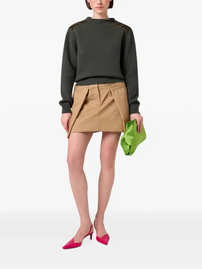 Msgm Leather-patch Sweater In Gray