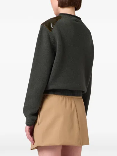 Msgm Leather-patch Sweater In Gray