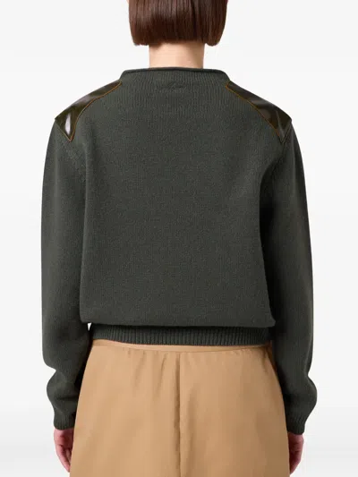 Msgm Leather-patch Sweater In Gray