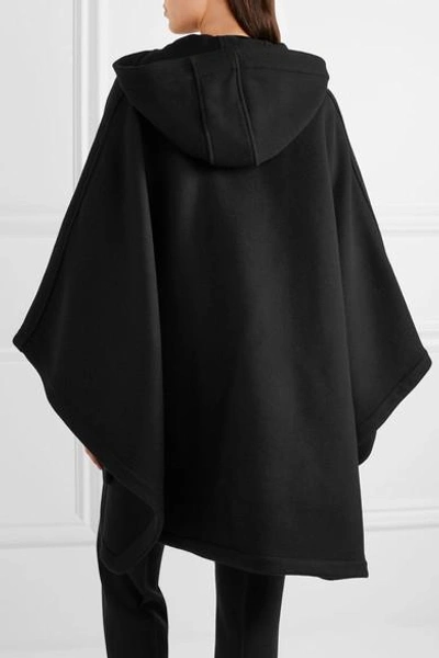 Shop Chloé Iconic Hooded Wool-blend Cape In Black