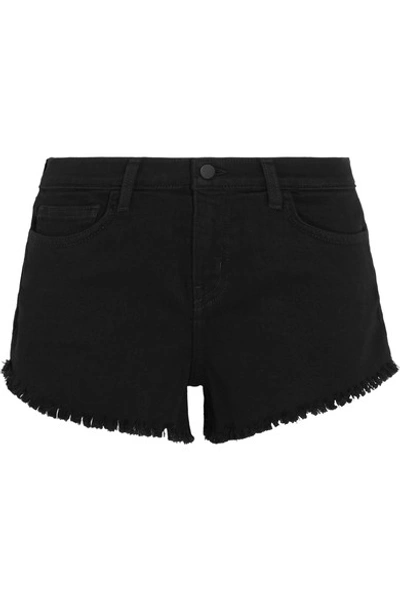 L Agence Zoe Perfect Black Shorts In Noir