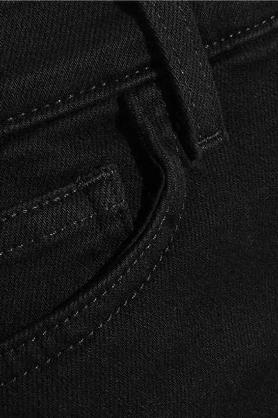 Shop L Agence Zoe Frayed Denim Shorts In Black