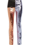 HAIDER ACKERMANN Paneled metallic and matte-leather skinny pants