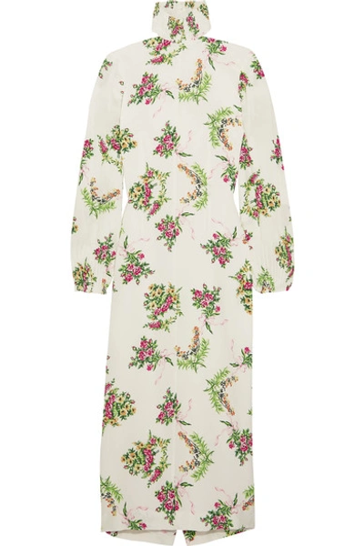Emilia Wickstead Alison Floral-print Crepe Turtleneck Dress In White Print