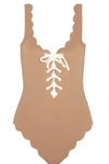MARYSIA Palm Springs lace-up scalloped swimsuit