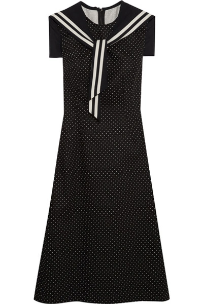 Shop Dolce & Gabbana Crystal-embellished Polka-dot Cotton-blend Twill Dress
