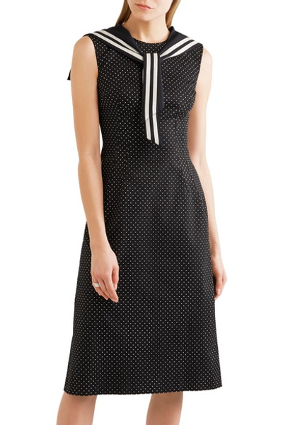 Shop Dolce & Gabbana Crystal-embellished Polka-dot Cotton-blend Twill Dress