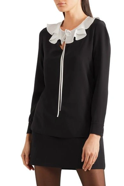 Shop Saint Laurent Ruffled Silk Crepe De Chine Blouse