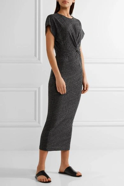 Shop Iro Pacson Twist-front Mélange Cotton And Modal-blend Dress