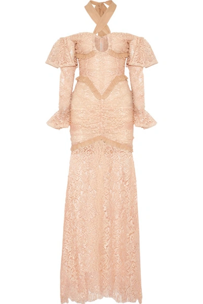 Alessandra Rich Long-sleeve Lace Gown