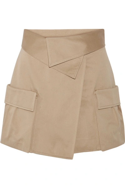 Monse Asymmetric Canvas Cargo Skirt, Khaki
