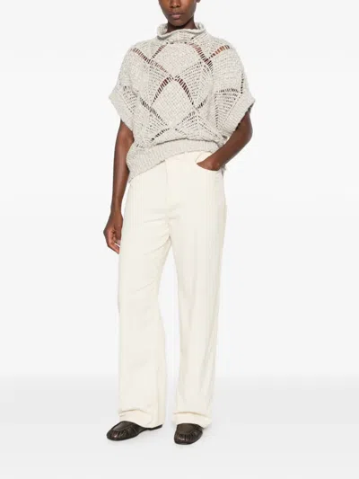 Antonelli Lorena Open-knit Sweater In Neutral