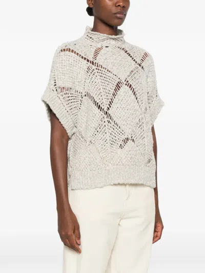 Antonelli Lorena Open-knit Sweater In Neutral