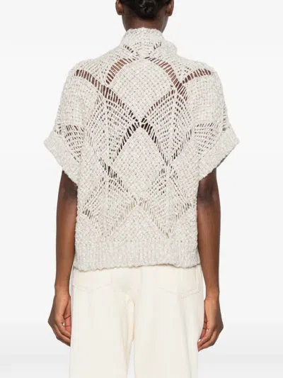 Antonelli Lorena Open-knit Sweater In Neutral