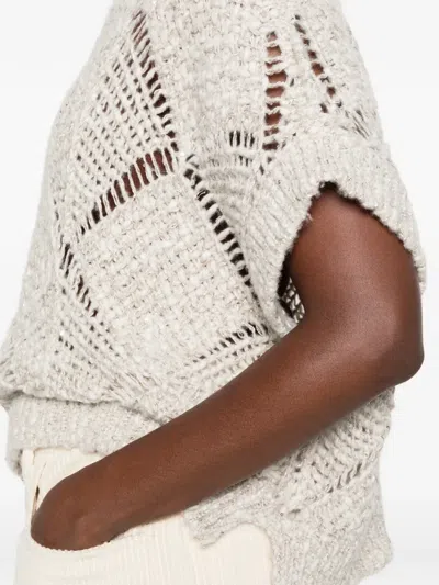 Antonelli Lorena Open-knit Sweater In Neutral