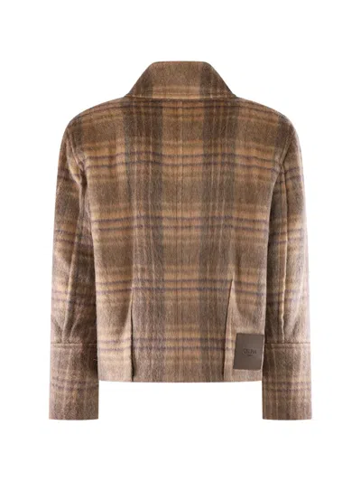 Cruna Check-pattern Zip-up Bomber Jacket In Brown