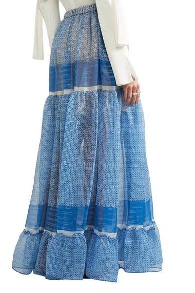Shop Stella Mccartney Elsa Tiered Printed Silk-blend Chiffon Maxi Skirt
