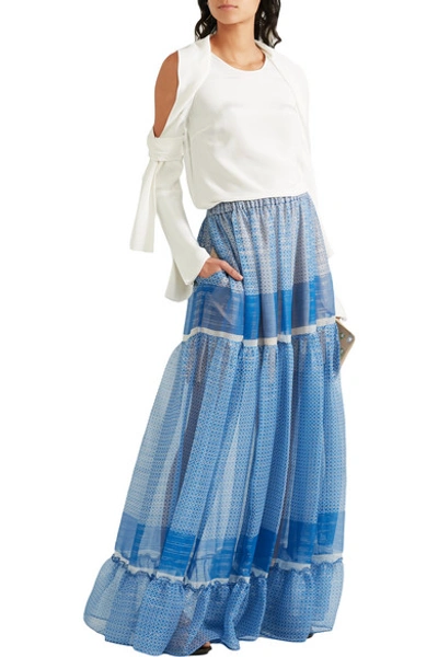 Shop Stella Mccartney Elsa Tiered Printed Silk-blend Chiffon Maxi Skirt