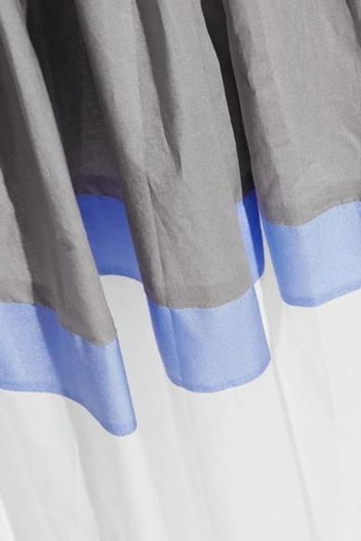 Shop Vika Gazinskaya Pleated Color-block Cotton-poplin Midi Skirt