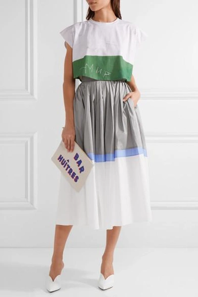 Shop Vika Gazinskaya Pleated Color-block Cotton-poplin Midi Skirt