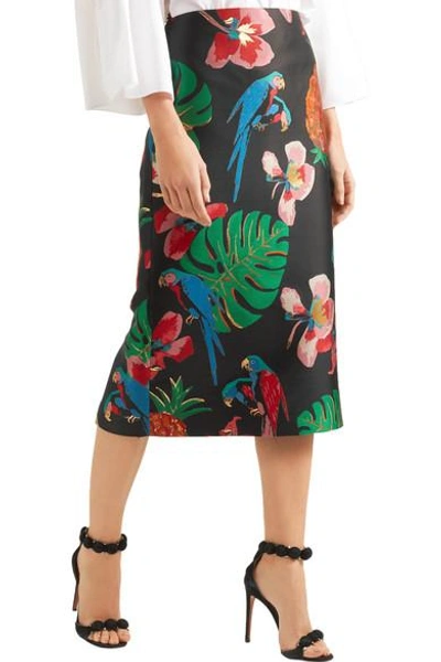 Shop Valentino Floral-jacquard Midi Skirt