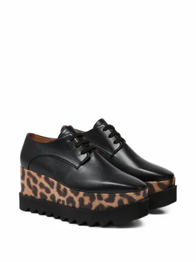 Stella Mccartney Leopard Elyse Platforms In Black