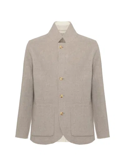MANDARIN-COLLAR PATCH-POCKET JACKET