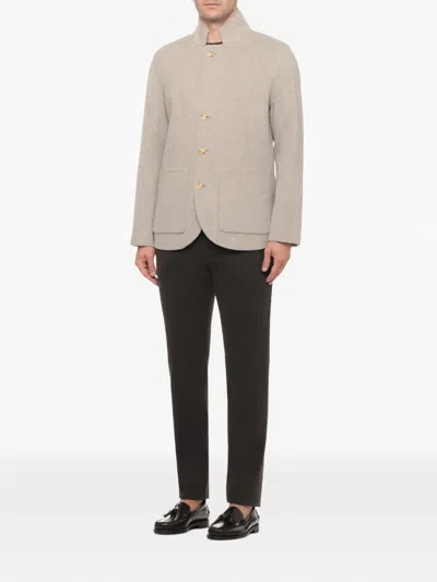 MANDARIN-COLLAR PATCH-POCKET JACKET