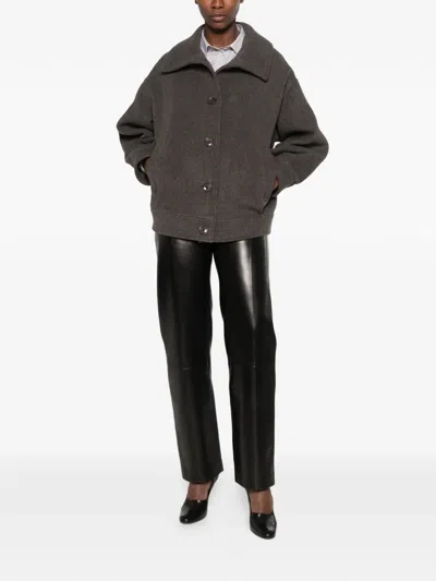 Sessun Button-up Collared Jacket In Gray