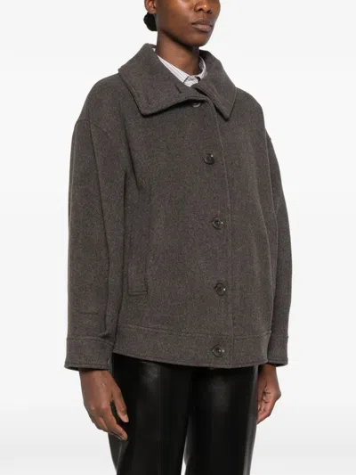 Sessun Button-up Collared Jacket In Gray
