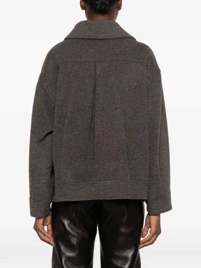 Sessun Button-up Collared Jacket In Gray