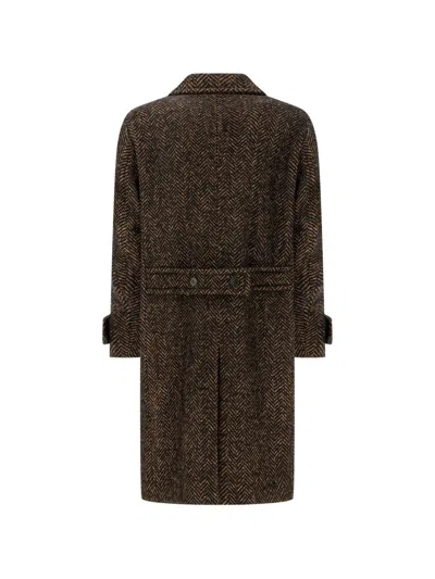 Pence Herringbone Double-breasted Coat In Multi