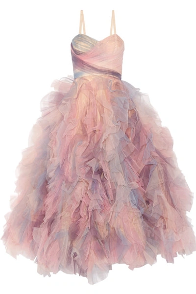 Marchesa Ruffled Tulle Gown