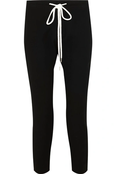Bassike Cropped Cotton-blend Jersey Track Pants In Black