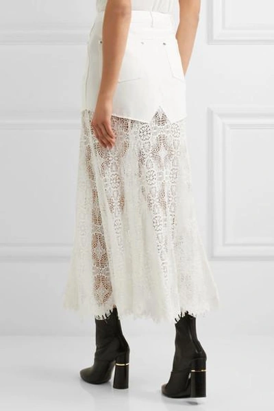 Shop Mcq By Alexander Mcqueen Denim And Lace Skirt