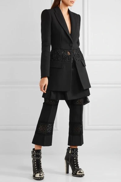 Alexander Mcqueen Pleated Grain De Poudre Wool Wrap Mini Skirt
