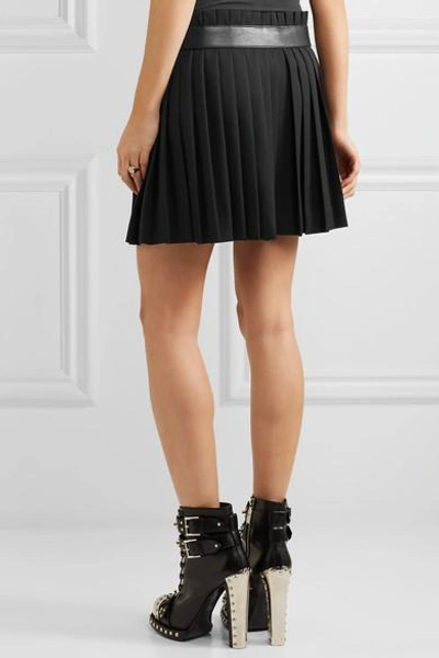 Alexander Mcqueen Pleated Grain De Poudre Wool Wrap Mini Skirt
